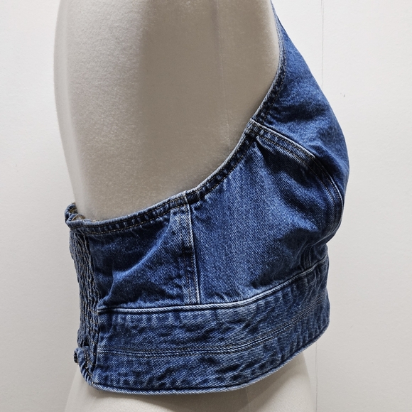 Levi's Daisy Denim Halter Top Size Large Festival Coachella Coquette - Picture 7 of 16